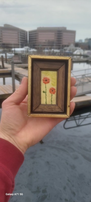 Unusual Mini Red Poppy Painting