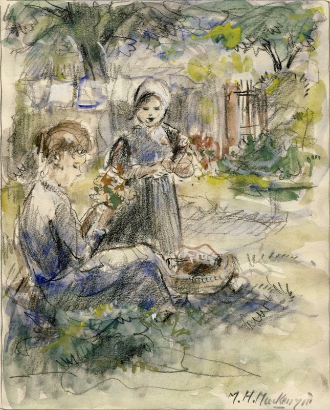 Original Marie Henri Mackenzie Watercolor – In an Amsterdam Park