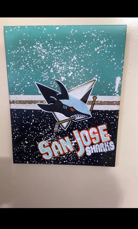 San Jose sharks hand painted canvas 16 X 20