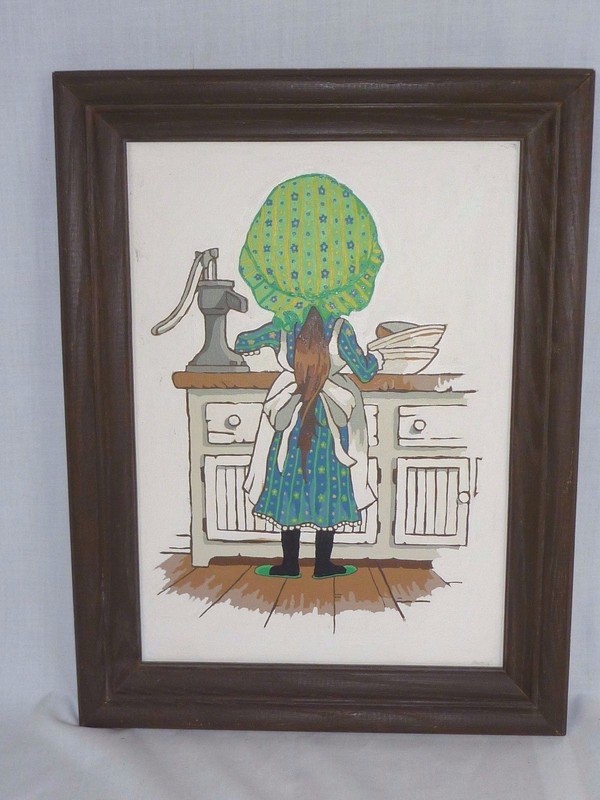 Vtg Paint By Number PBN Girl In Bonnet Craft Master 1973 Mother’s Little Helper