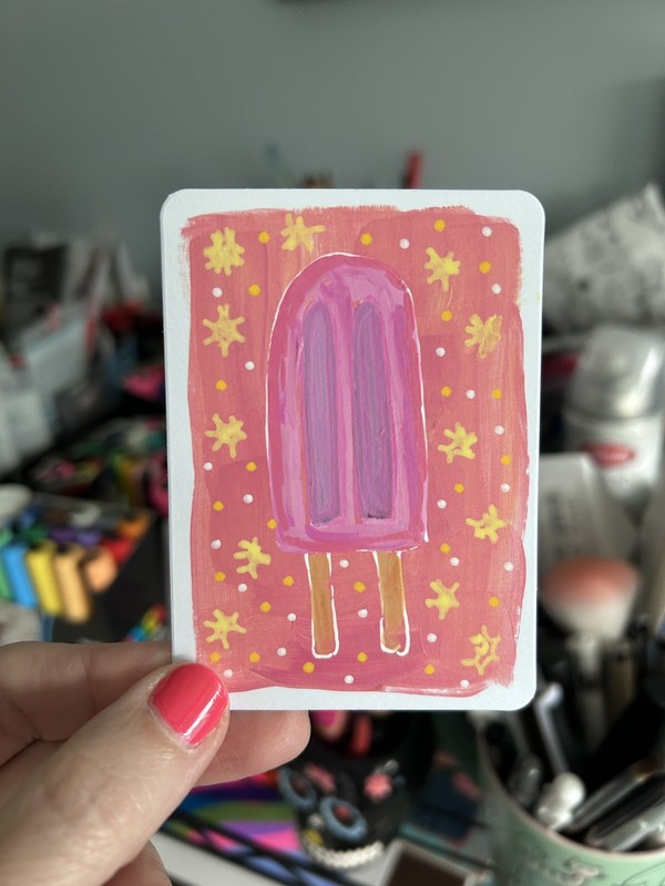 3.5” x 2.5” ACEO Original Popsicle painting- Tracey Bower Art
