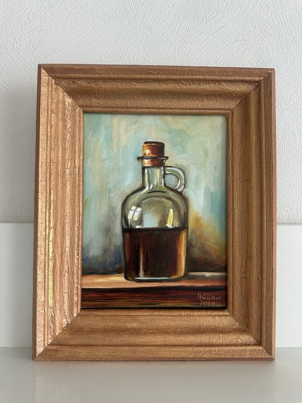 original oil painting Jug Of Olive Oil 18х24см Still LifeArt For Kitchen Gift gallery