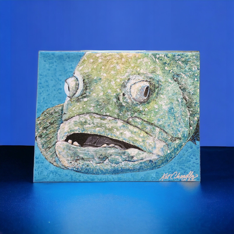 «UGLY MUG GROUPER» ~ Original* Acrylic Painting by KAT CHANDLER