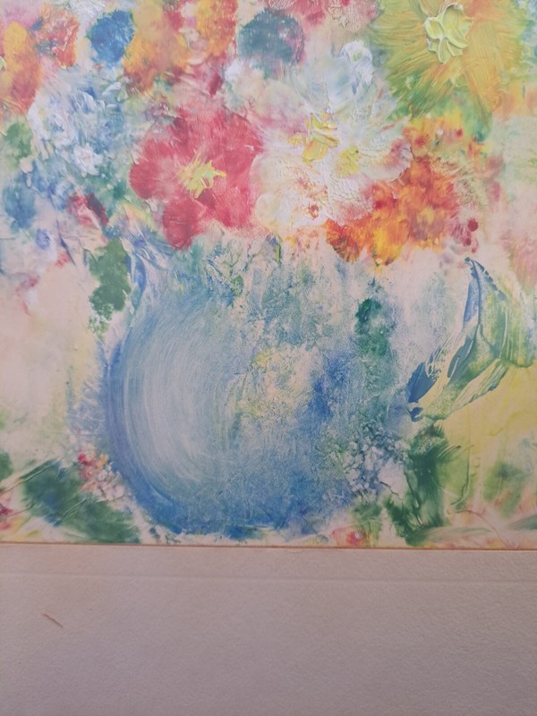 Floral Vintage Painting Framed Matted & Under Glass Artist Signed Colorful gallery