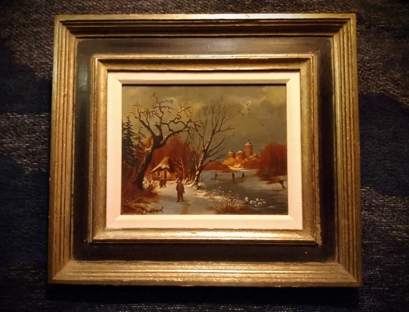 Jan Beekhout Dutch (b.1937) RARE Winter Village Street Scene EXC Oil On Panel