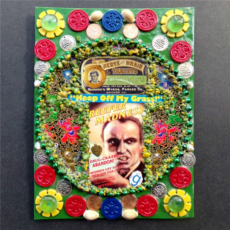 Reefer Madness Movie Cover Collage, Original Abstract Psychedelic Art Assemblage