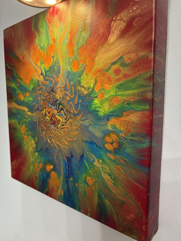 12 In Square Canvas Modern Abstract Acrylic Painting and Textured Canvas Signed