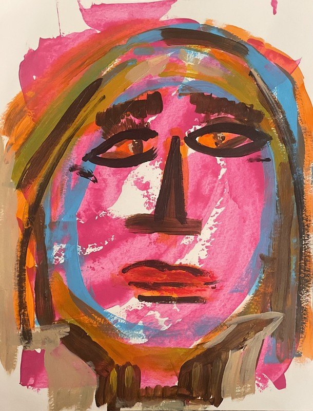 Soulful Eyes Woman 11 X 14″ Neo Impressionist Abstract Acrylic Painting Paper