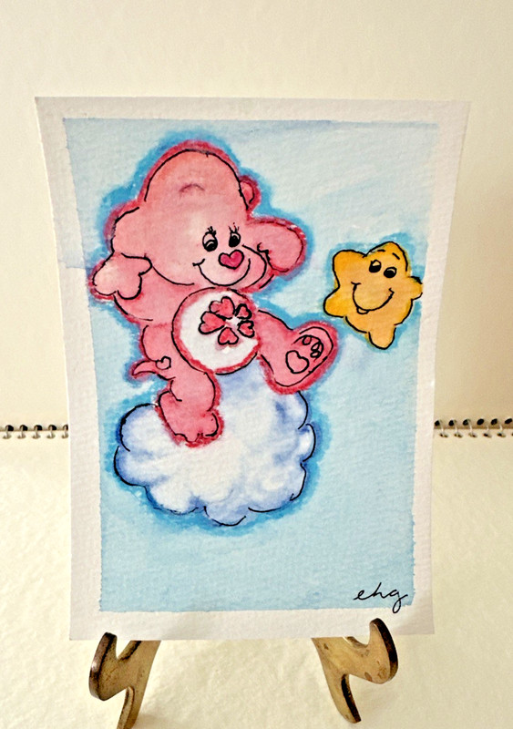 Original Watercolor ACEO Art Card – CAREBEAR