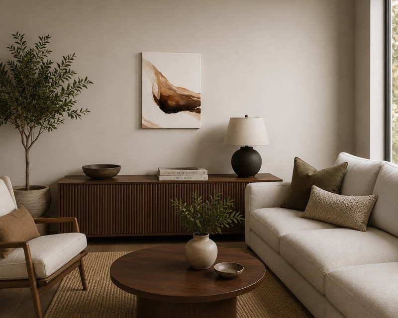Abstract Brown & Beige Stretched Canvas Painting Unframed 16 x 20 in