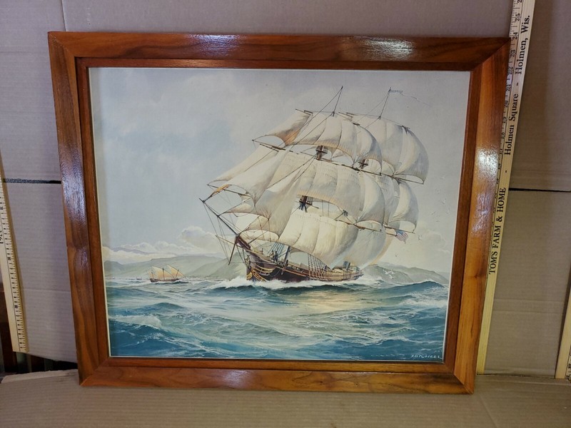William Frederick Mitchell Naval / Merchant ship LITHO on CANVASS Framed #1