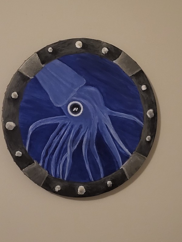 12 In Diameter Acrylic On Canvas, Look a Squid!