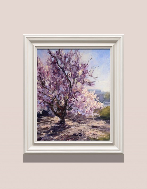 Blooming Magnolia Tree Original Oil Painting,WA PNW Landscape Art 8×10”