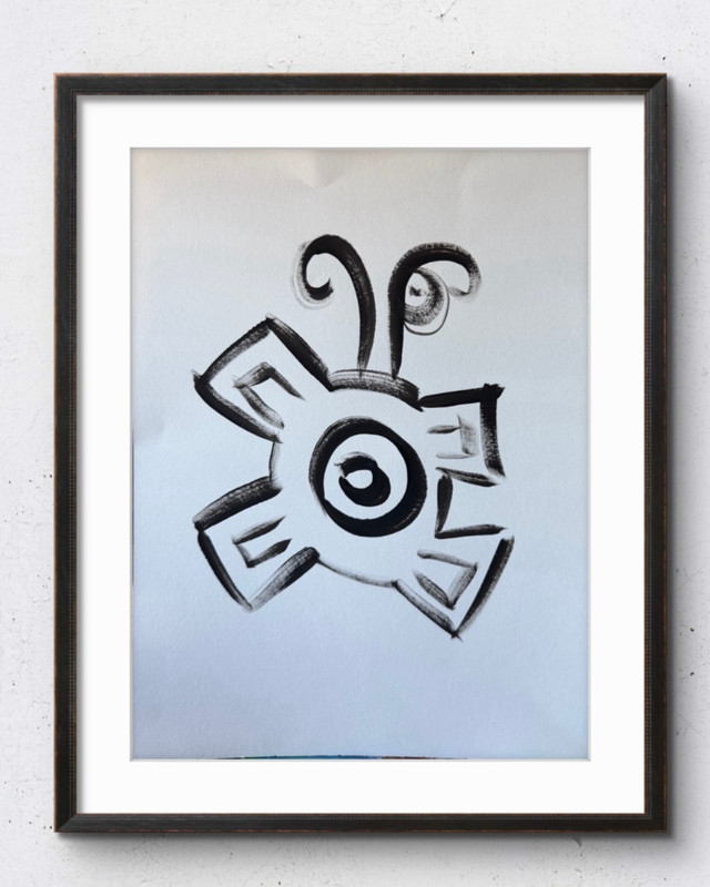 Original Acrylic Aztec Butterfly Portrait 11×14 Signed Loose Paper Abstract Art