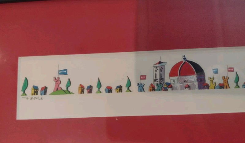 Whimsical Florence Italy Skyline Panoramic Art Framed Duomo Cathedral gallery