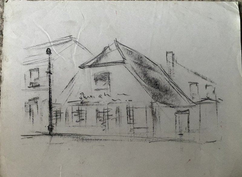 Tobias Nicklitzsch *1982 Berlin Pastel Sketch View House Black White