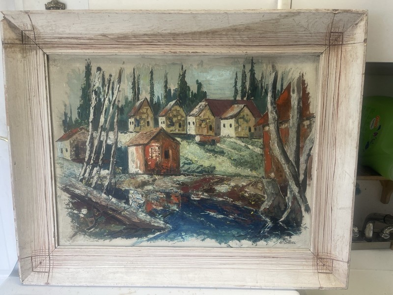 Early Larger Original Work Of Alaskan Artist McDaniel Signed 1950s Framed