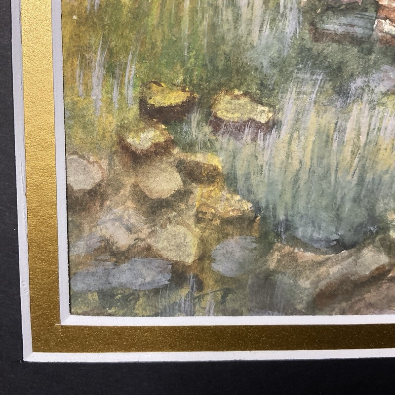 Water colour - "At the River's Edge", Late Summer - 9" x 11.5" - Vintage gallery