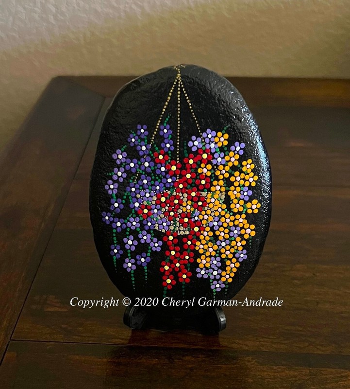 Original Dot Painted Stone Hanging Flower Basket by Cheryl Andrade gallery