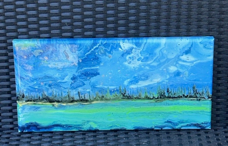 Modern Original Landscape 9”T 18”W Signed Steve Shaw 2021 Canvas Contemporary