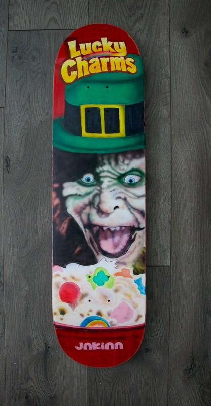 Original OOAK Leprechaun Airbrush on Skateboard Deck Warwick Davis Horror