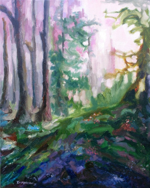 Abstract Old Forest #8 Original Oil Painting Canvas 16×20 Hand Painted YSArt