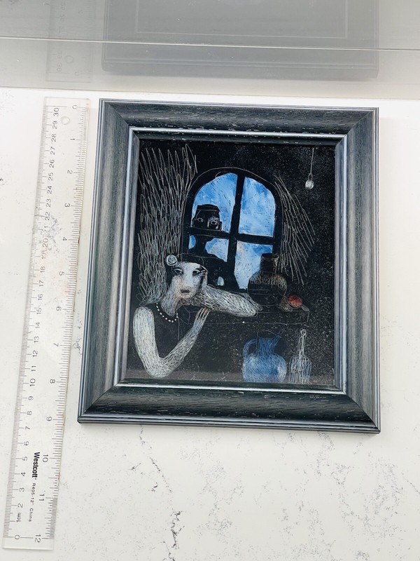 Reverse Painting On Glass. Made In Ukraine. Signed. 8” by 9” gallery