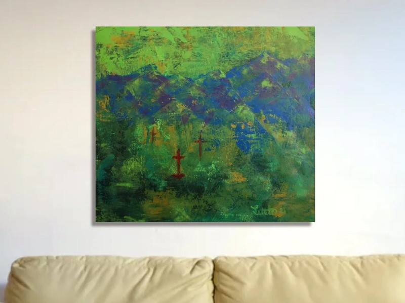 Original 26”x30” ,Acrylic, Signed, Abstract