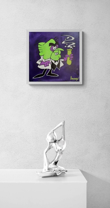 Original Art Painting Graffiti Scientist Vintage 10x10 Underdog Cartoon Villain gallery