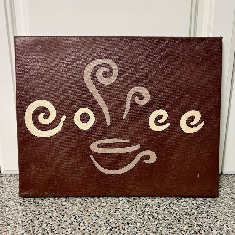 Hand Painted Hand Crafted One Of A Kind Coffee Painting On Canvas, Unique