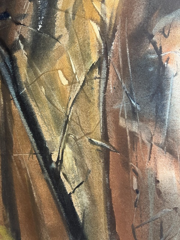 Landscape in Woods–Charlotte Hoffman–Medium Size Watercolor-Mid 20th C Painting gallery