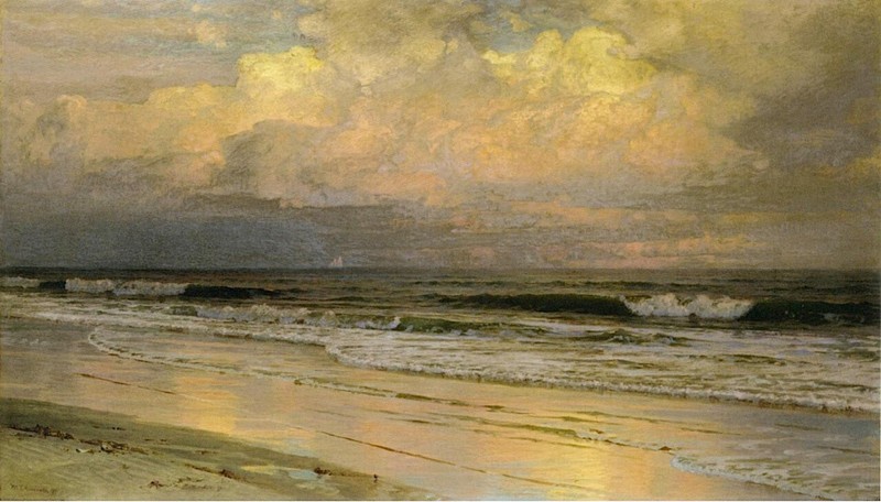 Oil painting seascape waves Brigantine-Beach-New-Jersey-William-Trost-Richards