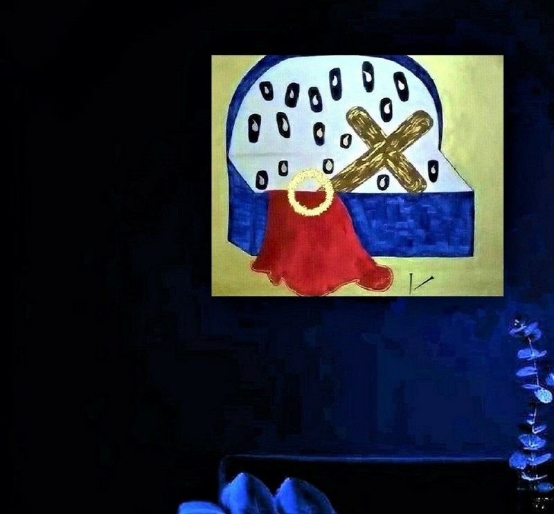 PAINTING,'TREASURE INCORRUPTIBLE',ACRYLIC+18k GOLD PAINT,CANVAS BOARD,FREE SHIP gallery