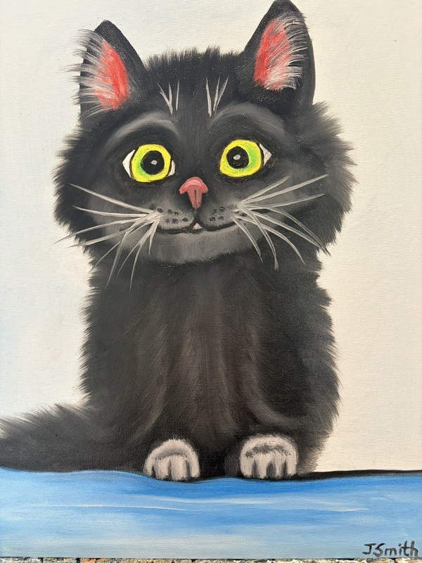 Original oil painting New 11 x 14 inches cute and sweet black cat