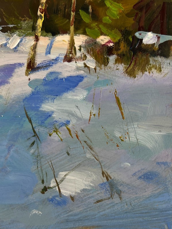 Oil Painting Sunny Winter Forest Y. Suprunchuk Unframed Original nAAA4975 gallery