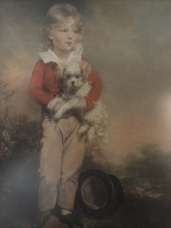 VTG Wall Hanging Turner Painting Mid Century Art A Boy With His Dog Gold Framed gallery