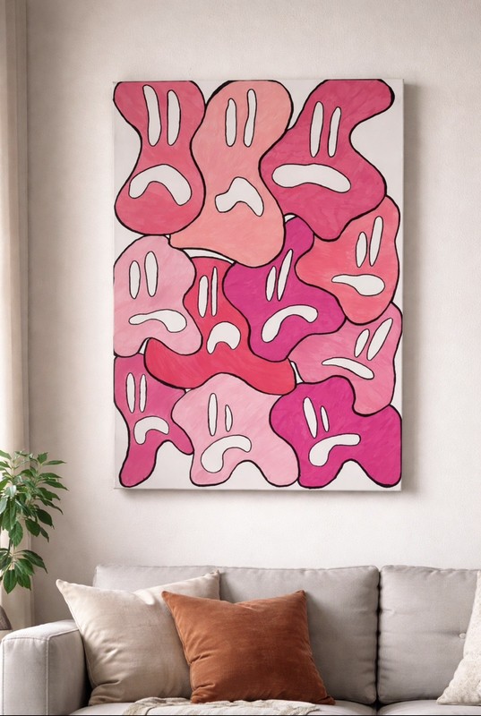 Crowd Studies – Pink Ghouls | Original Acrylic Painting | 24x36 Canvas gallery