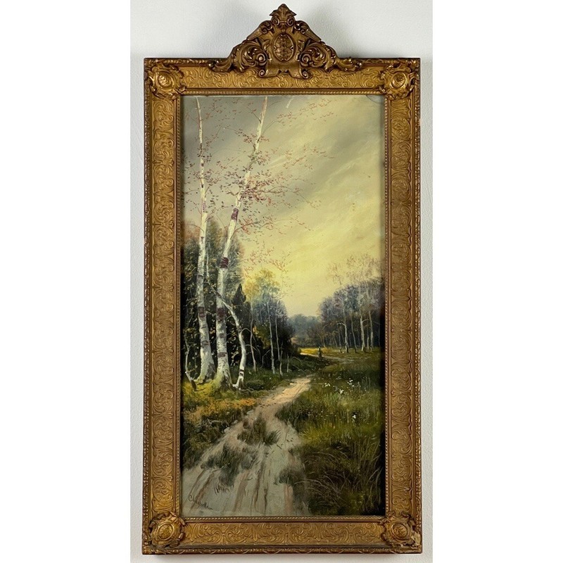 Antique Impressionist Framed Pastel Landscape With Figure (Signed)