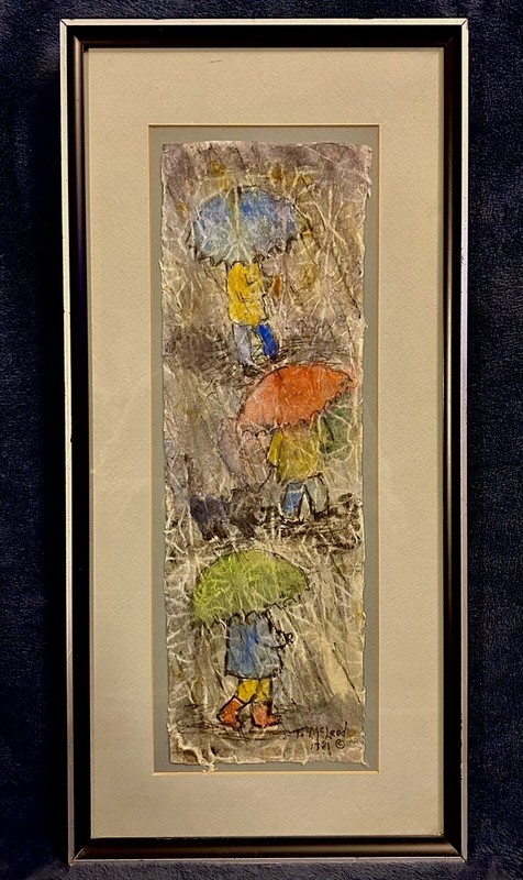 Expressionist Gouache Mixed Media On Paper 18”x9.5” Signed