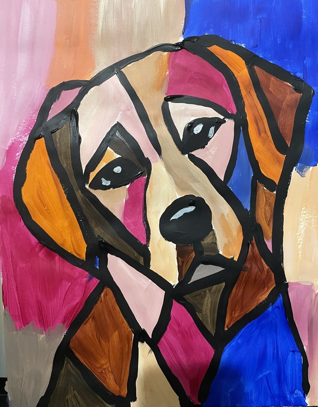 Kamille Original Dog Painting 11×14 Acrylic on Paper | Folk Art Pet Portrait