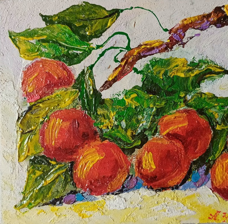 Cherres Impasto Painting Original Art Impression Oil Painting 5.1 x 7 in gallery