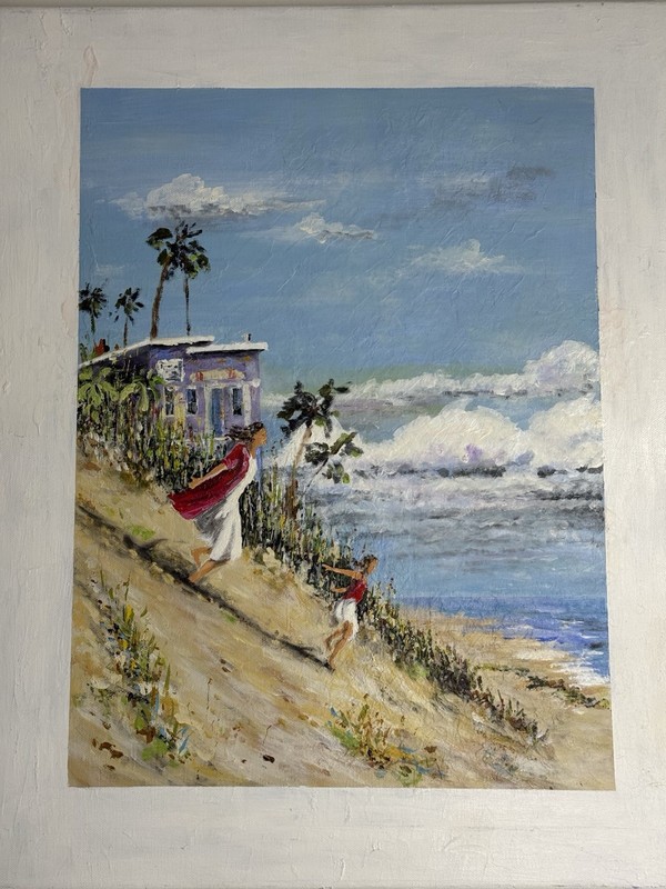 Original Coastal Beach Oil Painting on Canvas “Resurrected” Signed 2018