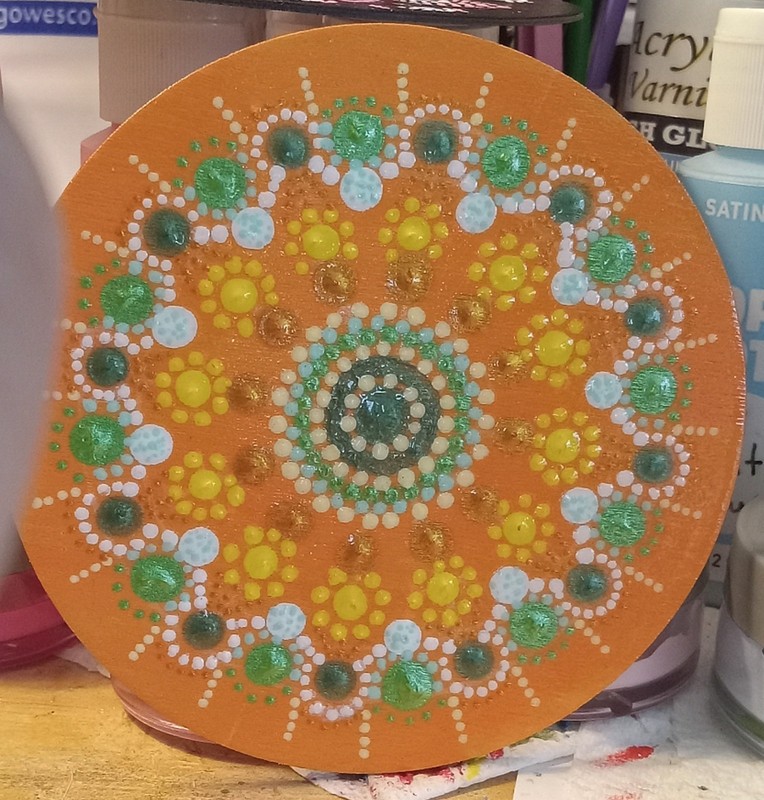 4 Inch Round Dot Mandala Art Painting In Acrylic Paint On Wood gallery