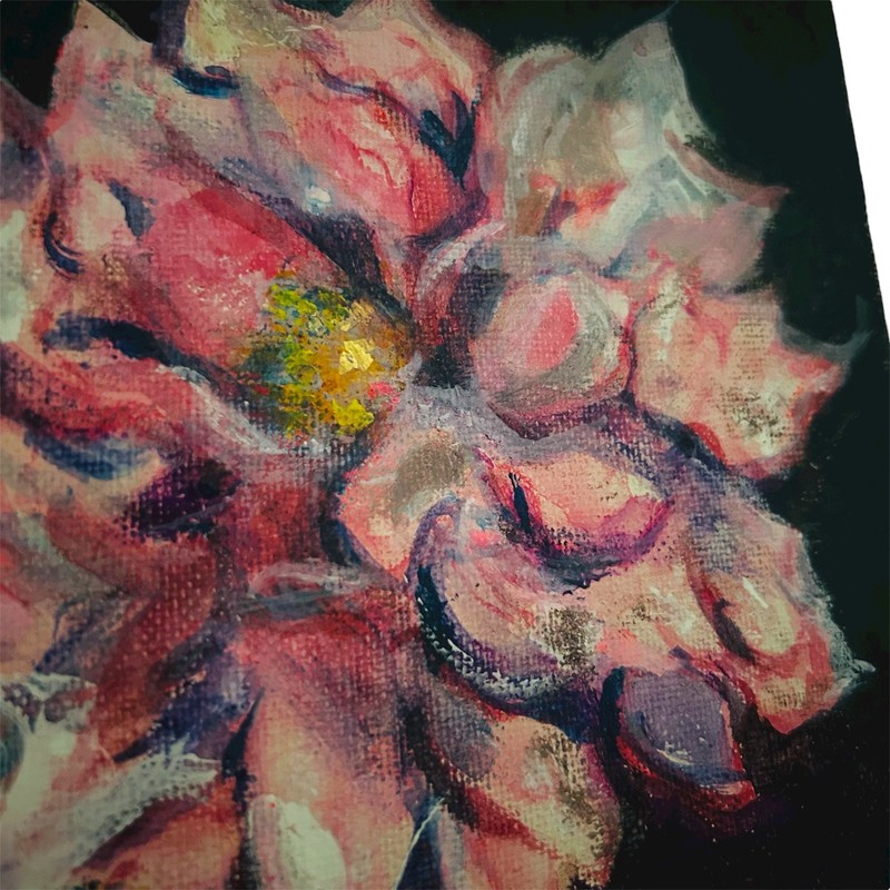 Original Oil Painting The Flower in Love F0 7x5.5” Floral Art Romantic Aiko gallery