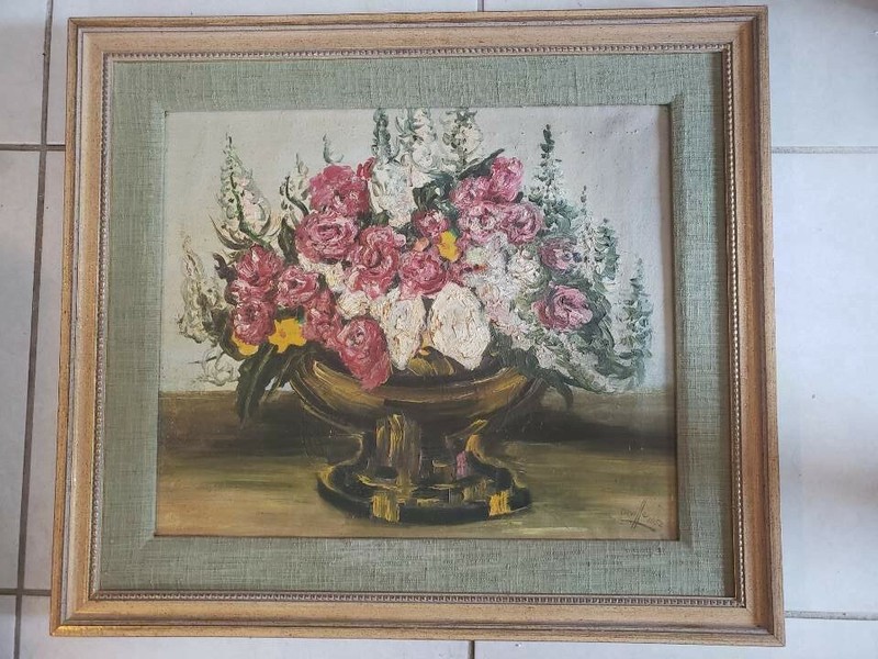Original Oil Painting Signed Framed Orville 25.75×22.5″ Vintage 1952