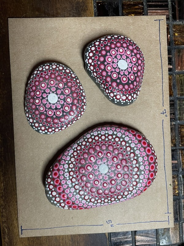 Hand Painted Dot Design River Stone, rock Art, original design, sealed gallery