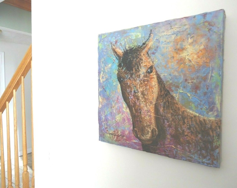 HORSES Original Signed Painting Steven Graff "Copper Lead" 16x16 gallery wrap gallery