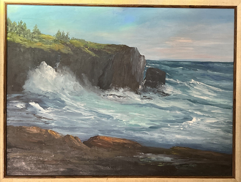Winifred W Compton Oil ~Canvas Monhegan Island Coastal Scene 20th Century 18x24 gallery