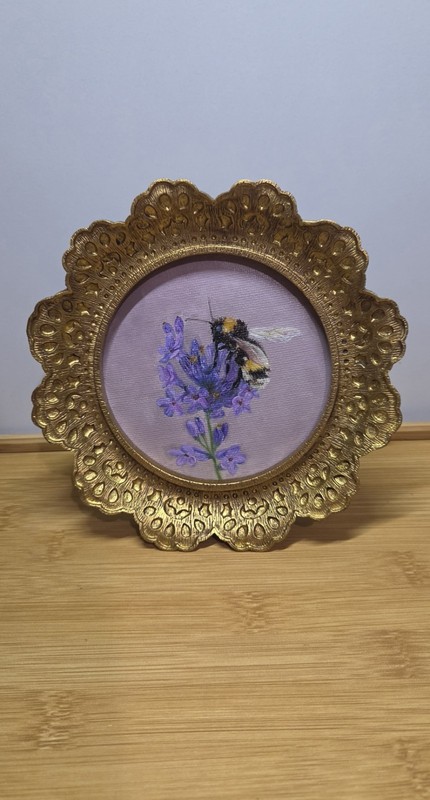 OOAK Signed Miniature Oil Painting | Wall Art Gift | Bee Flower Insect…