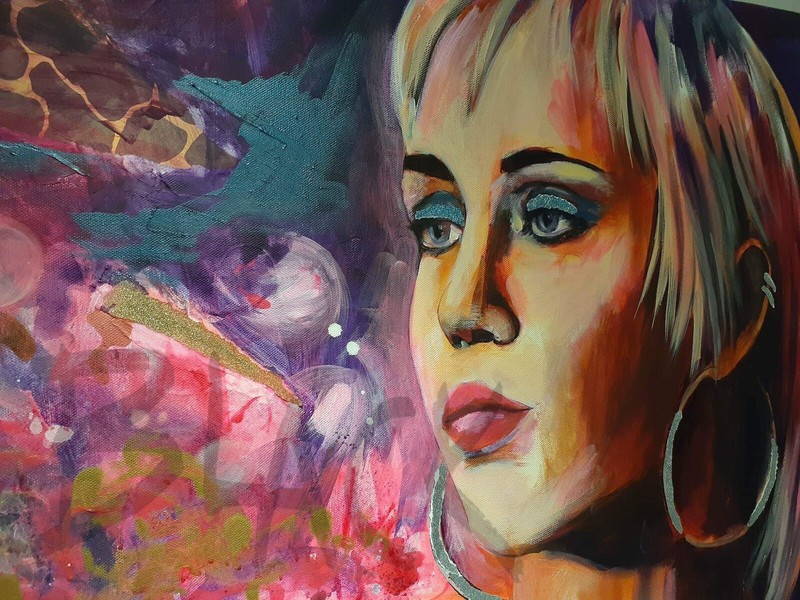 Miley Cyrus Painting, artwork, glittery, Sexy Contemporary Art, Musician Singer gallery